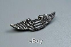 Wwii U. S. Army Air Corps Shirt Size Pilot Wing By Luxenberg Pin Back, Sterling