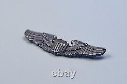 Wwii U. S. U. S. Army Air Corps Pilot's Wing By Amico Pin Back, Sterling