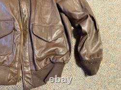Wwii Us Army Air Corp A2 Pilot Leather Flying Jacket-medium/large Long 42l