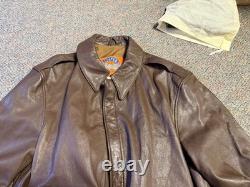 Wwii Us Army Air Corp A2 Pilot Leather Flying Jacket-medium/large Long 42l