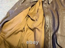 Wwii Us Army Air Corp A2 Pilot Leather Flying Jacket-medium/large Long 42l