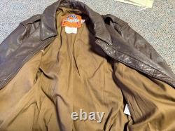 Wwii Us Army Air Corp A2 Pilot Leather Flying Jacket-medium/large Long 42l