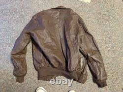 Wwii Us Army Air Corp A2 Pilot Leather Flying Jacket-medium/large Long 42l