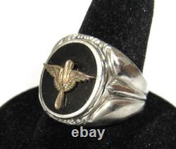 Wwii Us Army Air Corps Aviator Pilot Sterling Silver Ring Size 9 1/4 Named #'d