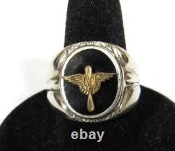 Wwii Us Army Air Corps Aviator Pilot Sterling Silver Ring Size 9 1/4 Named #'d