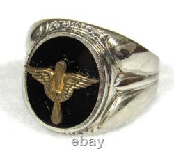 Wwii Us Army Air Corps Aviator Pilot Sterling Silver Ring Size 9 1/4 Named #'d
