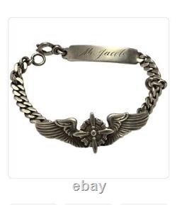 Wwii Us Army Air Force Pilot ID Silver Specification Bracelet