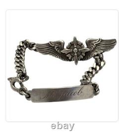 Wwii Us Army Air Force Pilot ID Silver Specification Bracelet