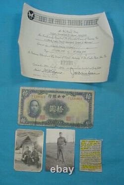 Wwii Us Army Air Forces Cbi China Blood Chit Named Medal Group