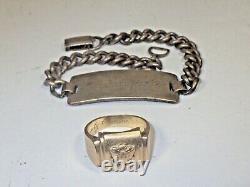 Wwii Us Army Air Forces Usaaf 10k Gold Ring & Sterling I. D. Bracelet Both Named